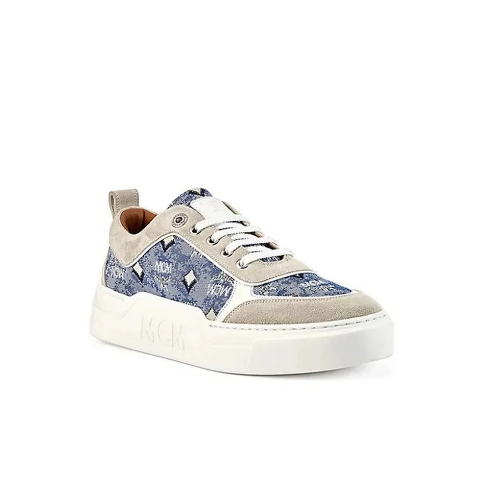 MCM Vintage Monogram‎ Jacquard Low-Top Platform Sneakers Blue 7.5 New in Box
